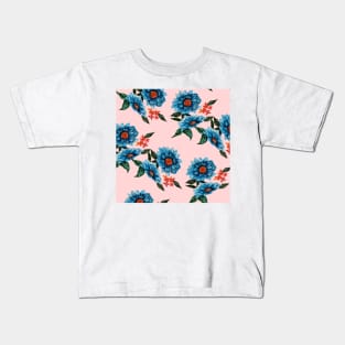 pink and blue floral Kids T-Shirt